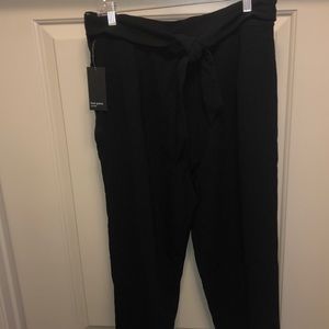 Black high waist paper bag pants